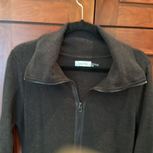 Calvin Klein - dark heathered grey 3/4 length sleeve full zip sweater dress.XL - Picture 5 of 6